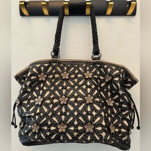 Brighton Floral Appliqué leather handbag